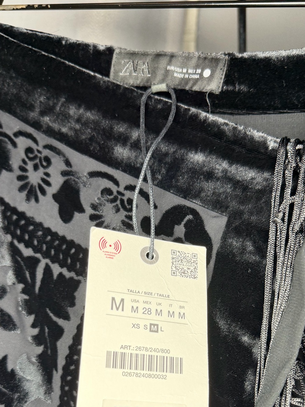 Zara Black Velvet Fringe Wrap Midi Skirt - Picture 11 of 15